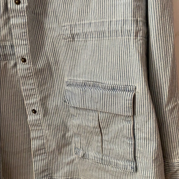 Plus Size Blue and White Striped Jacket - Picture 3 of 8